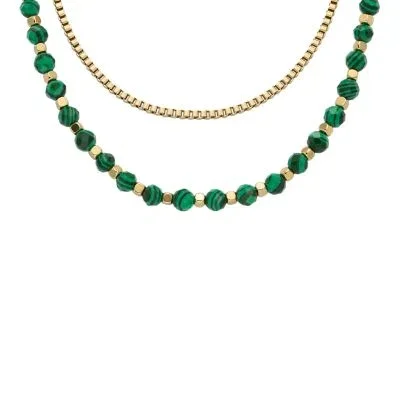 All Stacked Up Reconstituted Green Malachite Beaded Necklace All Stacked Up Reconstituted Green Malachite Beaded Necklace