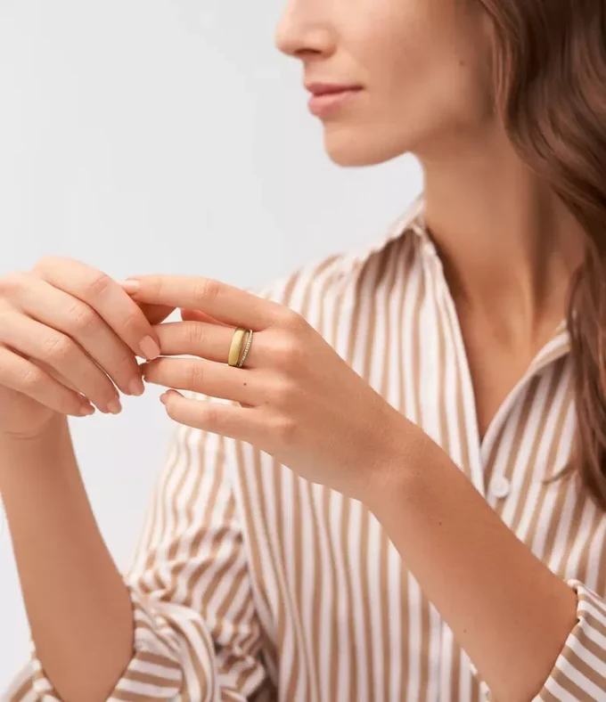 Archival Glitz Gold-Tone Stainless Steel Band Ring Archival Glitz Gold-Tone Stainless Steel Band Ring