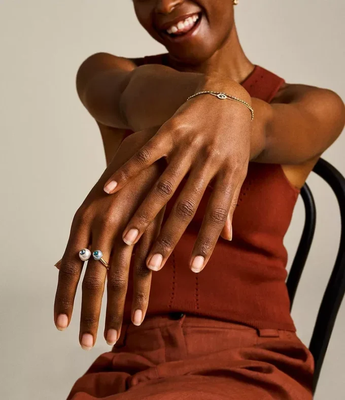 Bright Baubles Gold-Tone Brass Toi Et Moi Ring Bright Baubles Gold-Tone Brass Toi Et Moi Ring