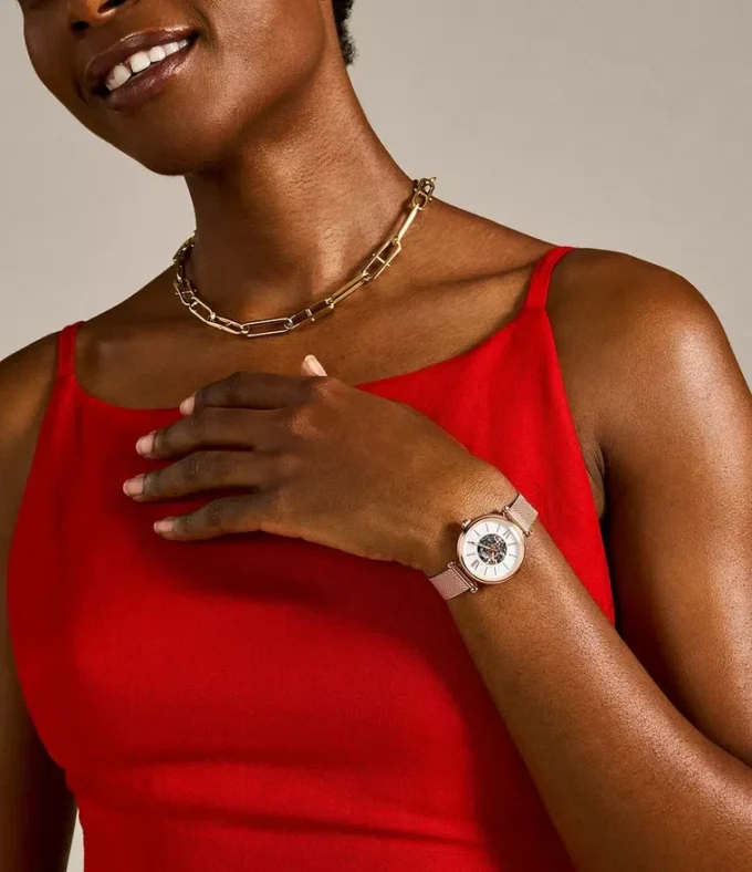 Carlie Mini Automatic Rose Gold-Tone Stainless Steel Mesh Watch Carlie Mini Automatic Rose Gold-Tone Stainless Steel Mesh Watch