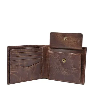 Derrick Leather RFID Large Coin Pocket Bifold Wallet Derrick Leather RFID Large Coin Pocket Bifold Wallet