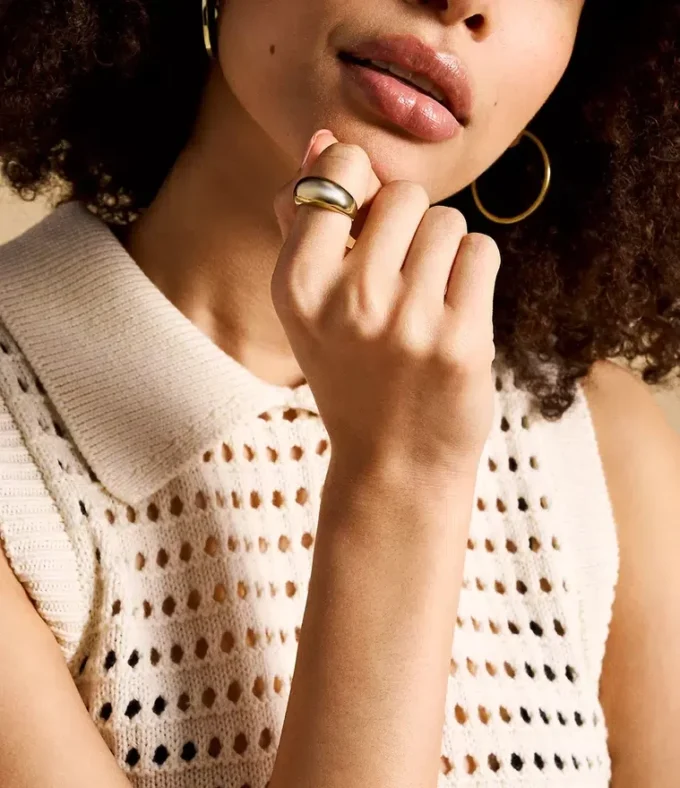 Ellis Domed Collection Gold-Tone Stainless Steel Band Ring Ellis Domed Collection Gold-Tone Stainless Steel Band Ring