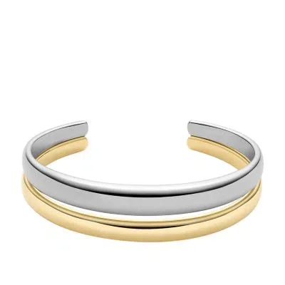 Ellis Domed Collection Two-Tone Stainless Steel Cuff Bracelet Ellis Domed Collection Two-Tone Stainless Steel Cuff Bracelet