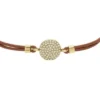 Ellis Glitz Disc Medium Brown Leather Components Bracelet