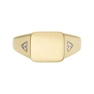 Ellis Gold-Tone Stainless Steel Signet Ring Ellis Gold-Tone Stainless Steel Signet Ring