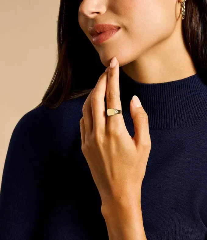 Ellis Gold-Tone Stainless Steel Signet Ring Ellis Gold-Tone Stainless Steel Signet Ring