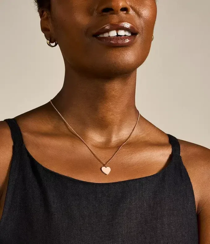 Ellis Heart Rose Gold-Tone Stainless Steel Necklace Ellis Heart Rose Gold-Tone Stainless Steel Necklace