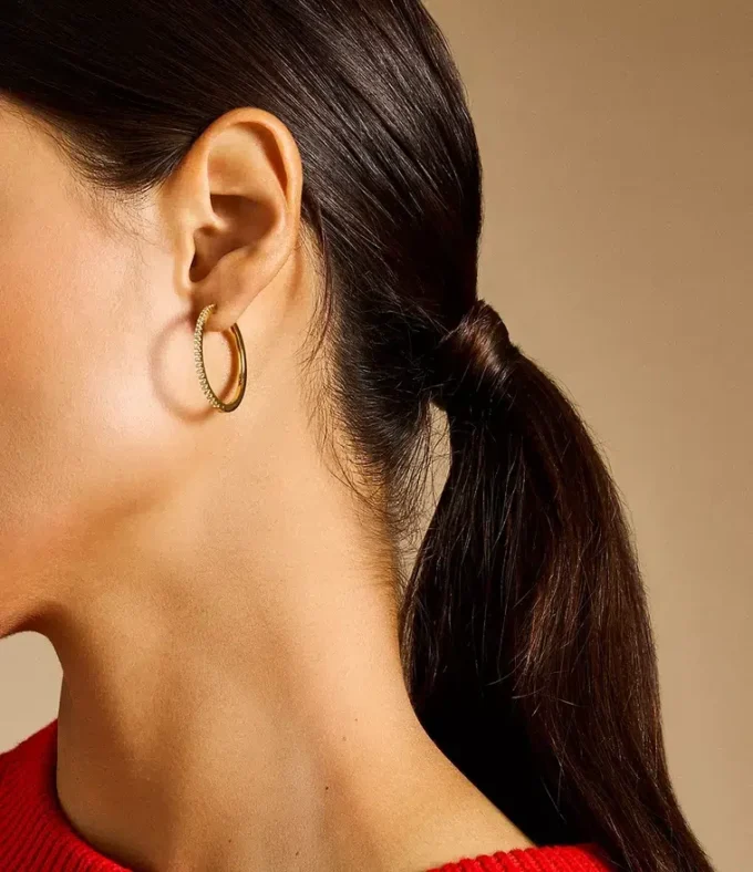Ellis Pavé Glitz Gold-Tone Brass Hoop Earrings Ellis Pavé Glitz Gold-Tone Brass Hoop Earrings