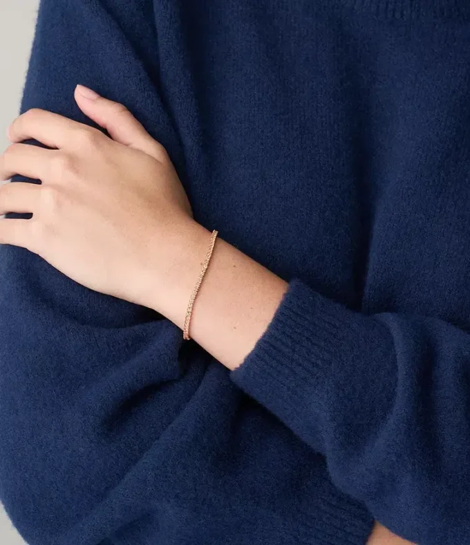 Ellis Pavé Glitz Rose Gold-Tone Brass Tennis Chain Bracelet Ellis Pavé Glitz Rose Gold-Tone Brass Tennis Chain Bracelet