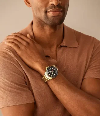 Fossil Blue GMT Gold-Tone Stainless Steel Watch