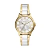 Gilmore Three-Hand Date Gold-Tone and White Ceramic Watch
