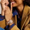 Gilmore Three-Hand Date Rose Gold-Tone and Brown Ceramic Watch