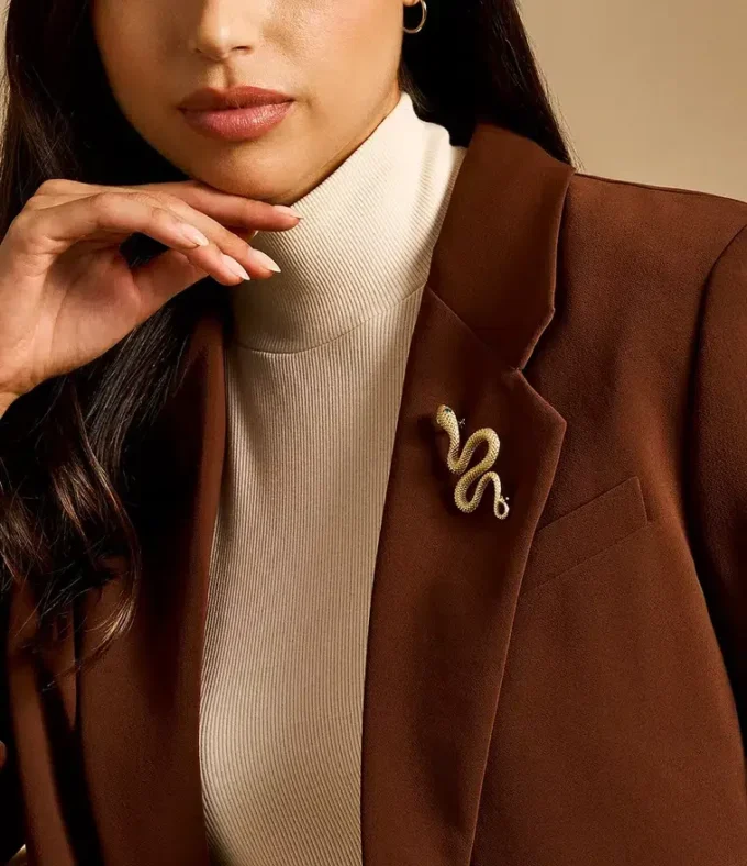 Gold-Tone Stainless Steel Snake Pin Brooch Gold-Tone Stainless Steel Snake Pin Brooch