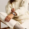 Harlow Three-Hand Navy Croco Leather Watch