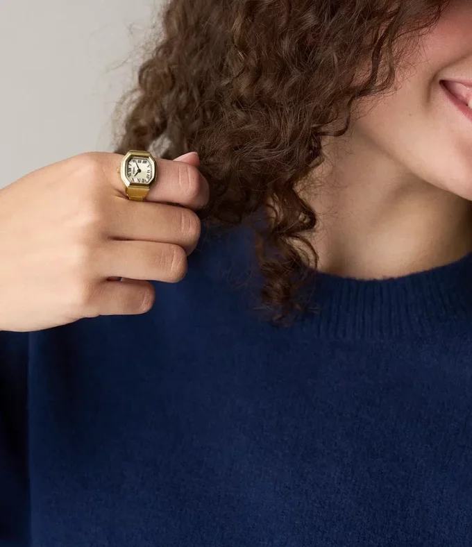 Harlow Watch Ring Two-Hand Gold-Tone Stainless Steel Watch Harlow Watch Ring Two-Hand Gold-Tone Stainless Steel Watch