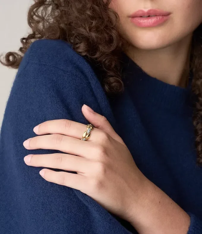 Heritage D-Link Glitz Two-Tone Stainless Steel Band Ring