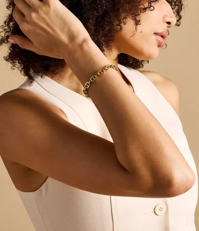 Heritage D-Link Gold-Tone Stainless Steel Chain Bracelet Heritage D-Link Gold-Tone Stainless Steel Chain Bracelet