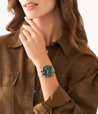 His and Hers Multifunction Gold-Tone Stainless Steel Watch Set