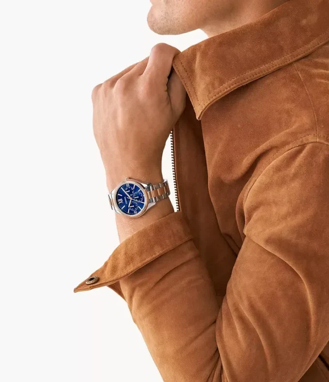 His and Hers Multifunction Two-Tone Stainless Steel Watch Set