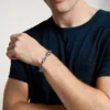 Machine Knurled Texture Stainless Steel Chain Bracelet