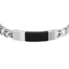 Machine Knurled Texture Stainless Steel Chain Bracelet