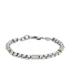 Machine Knurled Texture Two-Tone Stainless Steel Chain Bracelet