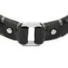 Machine Rugged Stainless Steel and Black Leather Strap Bracelet