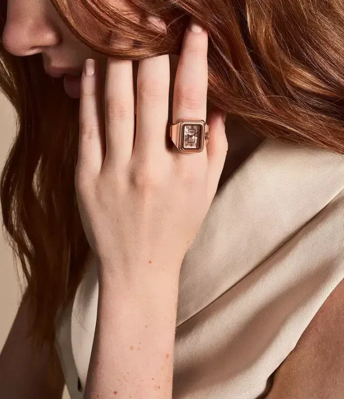 Raquel Watch Ring Two-Hand Rose Gold-Tone Stainless Steel