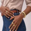 Harlow Linear Texture Two-Tone Stainless Steel Prestack Ring