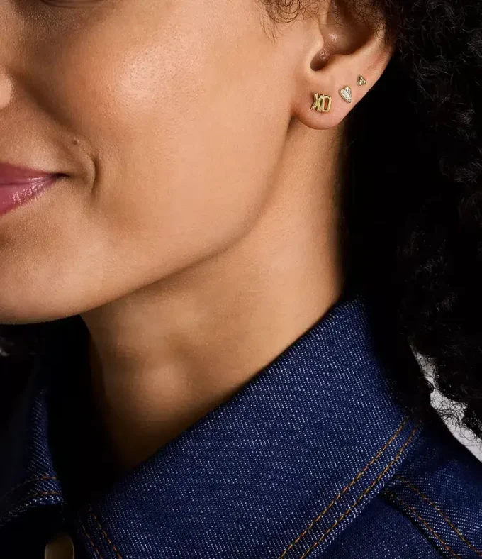 Sutton All Stacked Up Gold-Tone Brass Heart Earring Set Sutton All Stacked Up Gold-Tone Brass Heart Earring Set