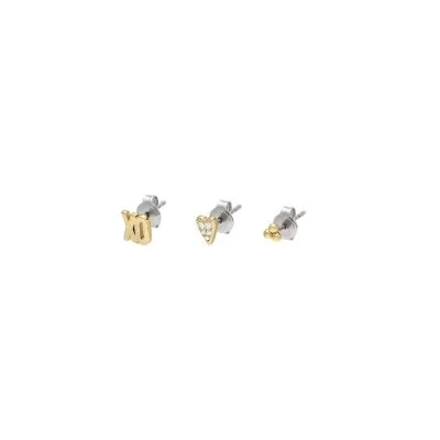 Sutton All Stacked Up Gold-Tone Brass Heart Earring Set Sutton All Stacked Up Gold-Tone Brass Heart Earring Set