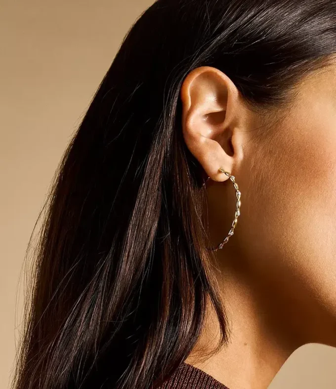 Sutton Evil Eye Gold-Tone Stainless Steel Hoop Earrings Sutton Evil Eye Gold-Tone Stainless Steel Hoop Earrings
