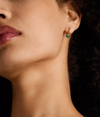Sutton Modern Meadows Reconstituted Malachite Heart Hoop Earrings Sutton Modern Meadows Reconstituted Malachite Heart Hoop Earrings