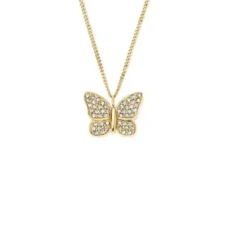 Sutton Pavé Butterfly Gold-Tone Stainless Steel Pendant Necklace Sutton Pavé Butterfly Gold-Tone Stainless Steel Pendant Necklace