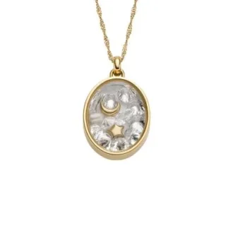 Sutton Shaky Glitz Gold-Tone Stainless Steel Moon and Star Pendant Necklace Sutton Shaky Glitz Gold-Tone Stainless Steel Moon and Star Pendant Necklace