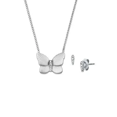 Sutton Stainless Steel Butterfly Necklace and Earrings Gift Set Sutton Stainless Steel Butterfly Necklace and Earrings Gift Set